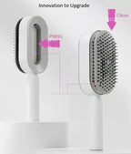Press Type Cleaning Design Air Cushion Bag Massage Comb with base - Red
